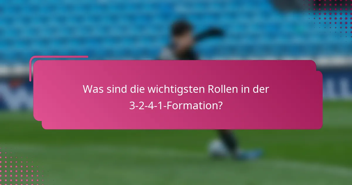Was sind die wichtigsten Rollen in der 3-2-4-1-Formation?