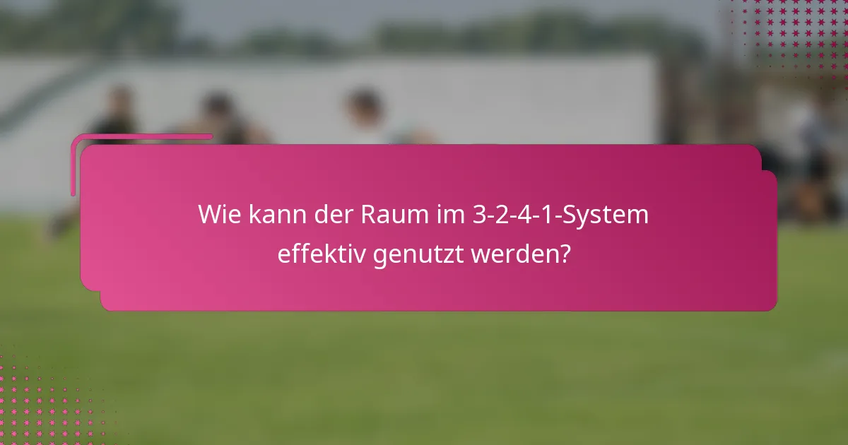 Wie kann der Raum im 3-2-4-1-System effektiv genutzt werden?