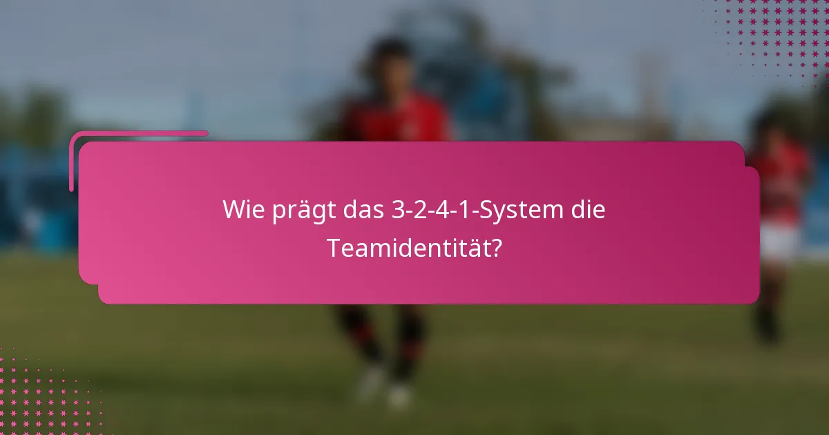 Wie prägt das 3-2-4-1-System die Teamidentität?